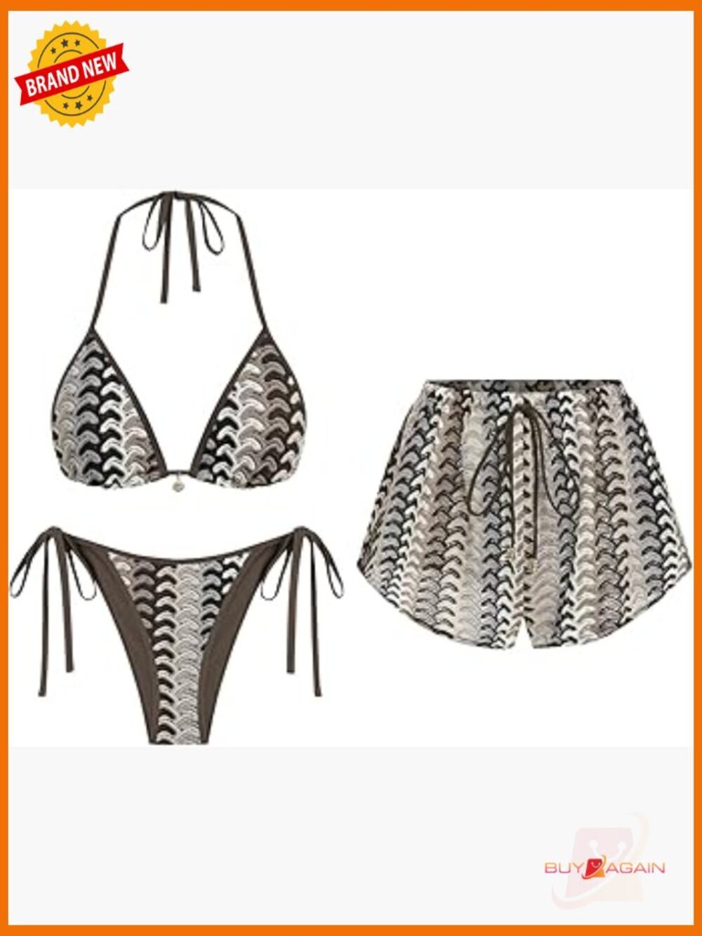 3 Piece Bikini Set with Shorts Vacation Swimsuits for Beach